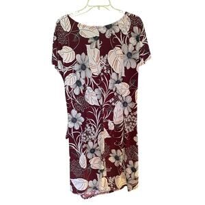 Robbie Bee Women's Dress Floral Stretchy Sheath Red/Brown Twist Front  Size PL
